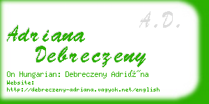adriana debreczeny business card